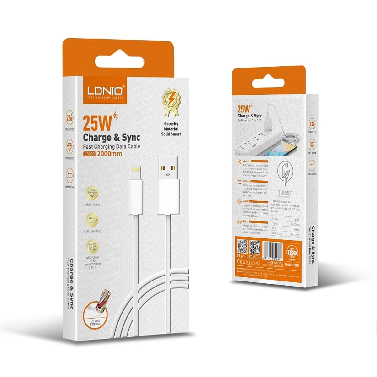 LDNIO LS841 Câble de chargeur de téléphone Câble USB 2.0 vers Type C Données de charge rapide Connecteur USB C Câble Android courant 3A 25w - 1M