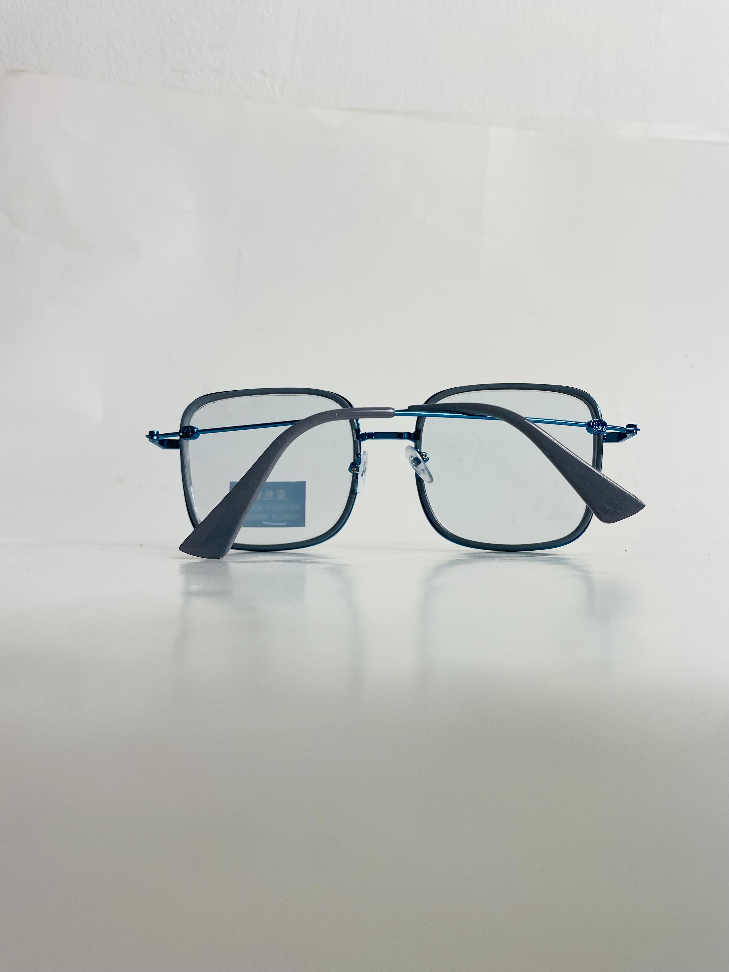 Lunettes carrées rétro En couleur bleu gris
