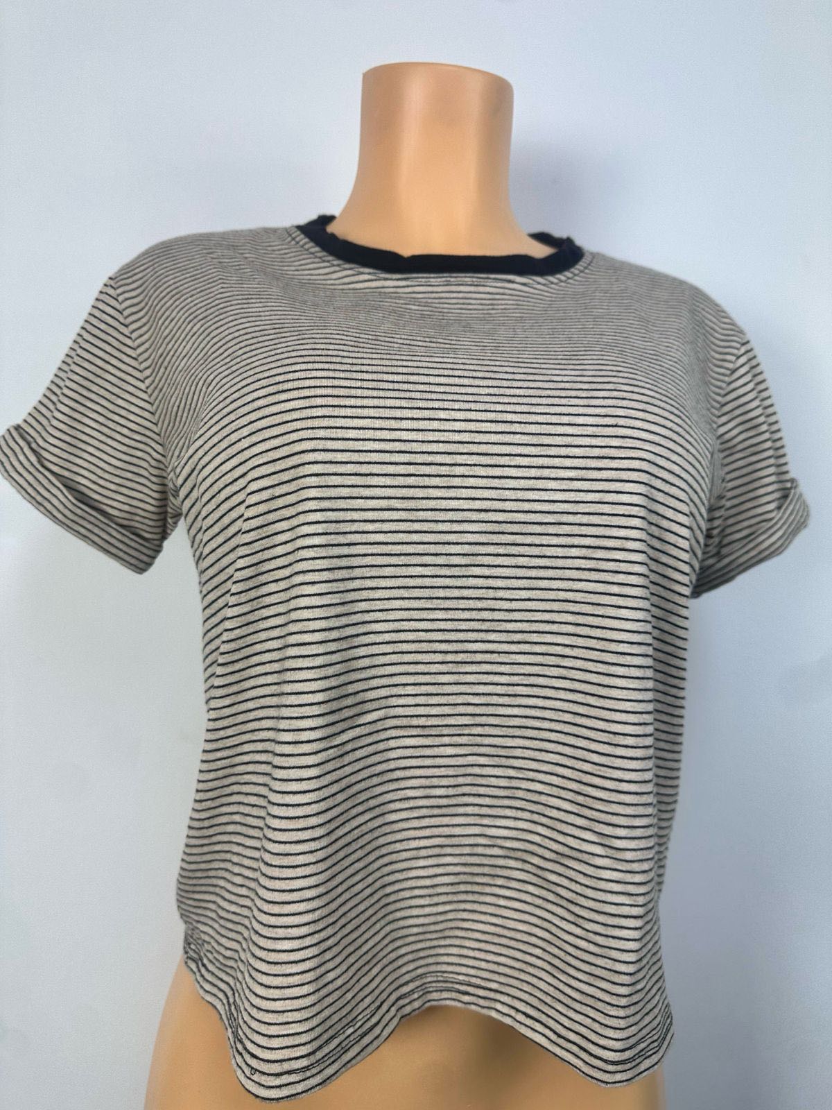 T-shirt blanc noir rayé taille M L XL