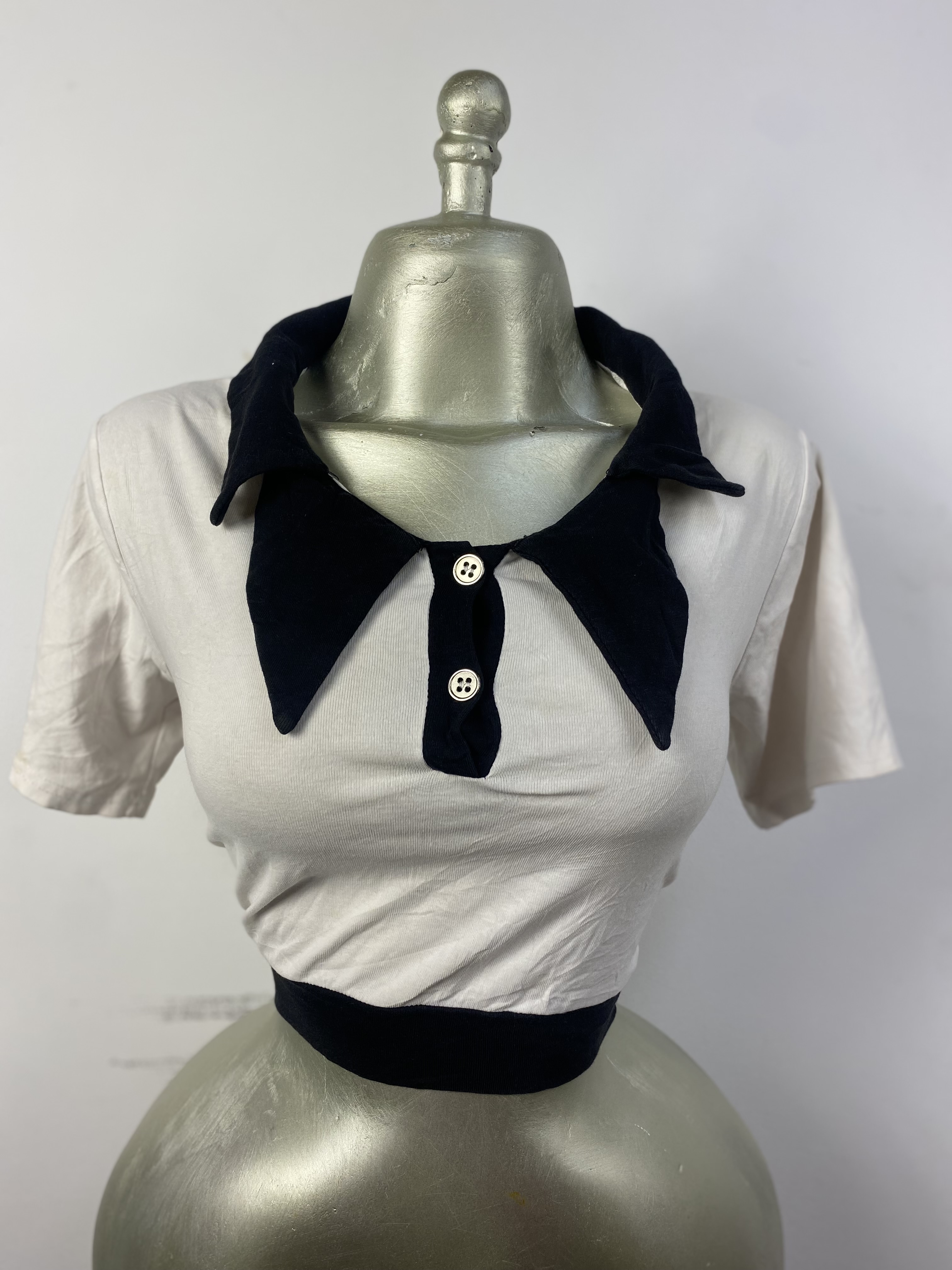 Top en coton blanc noir taille M L