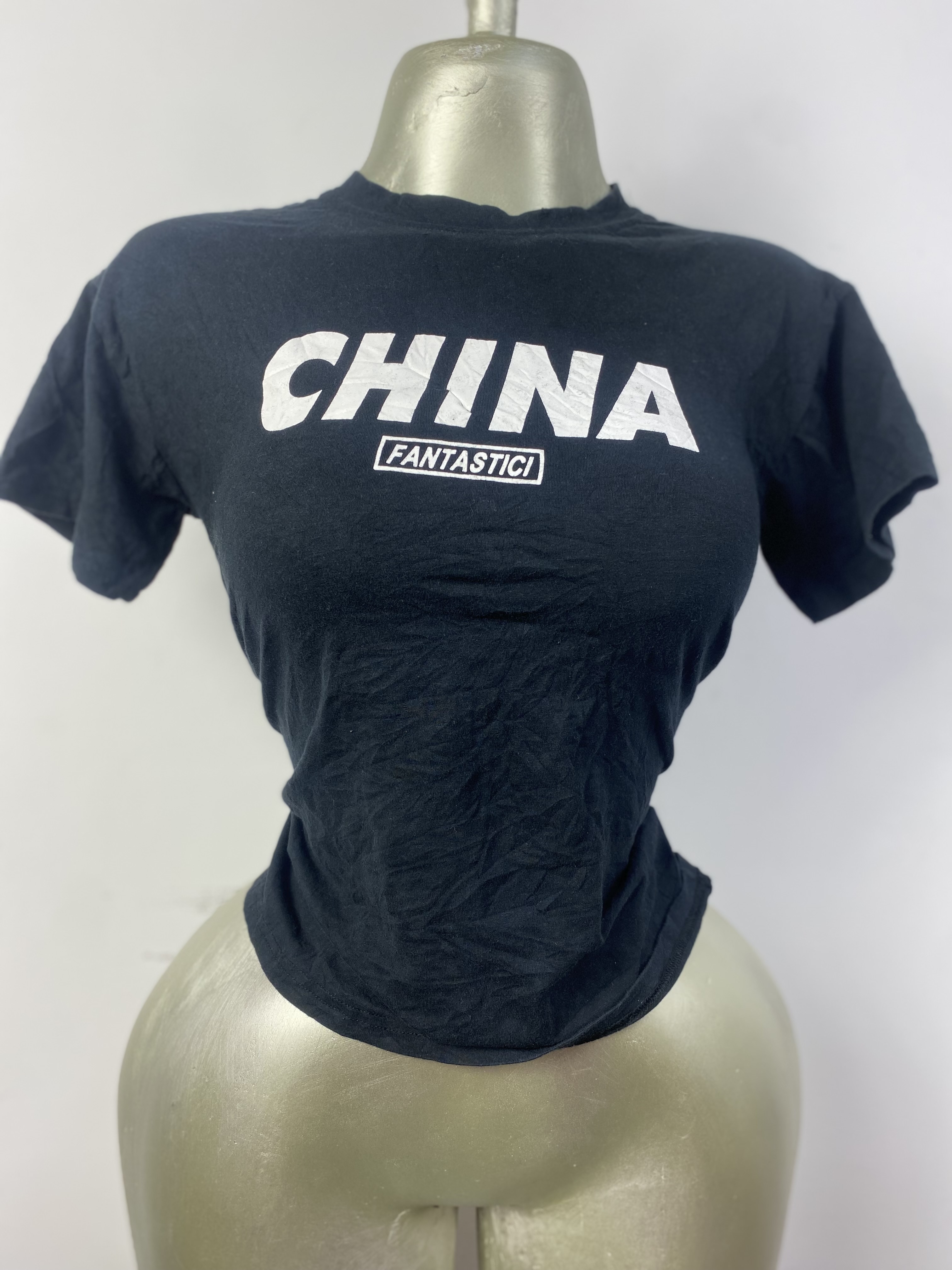 Top noir en coton taille M L